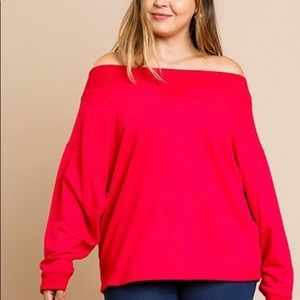 Umgee+ Strawberry Off the Shoulder Sweatshirt